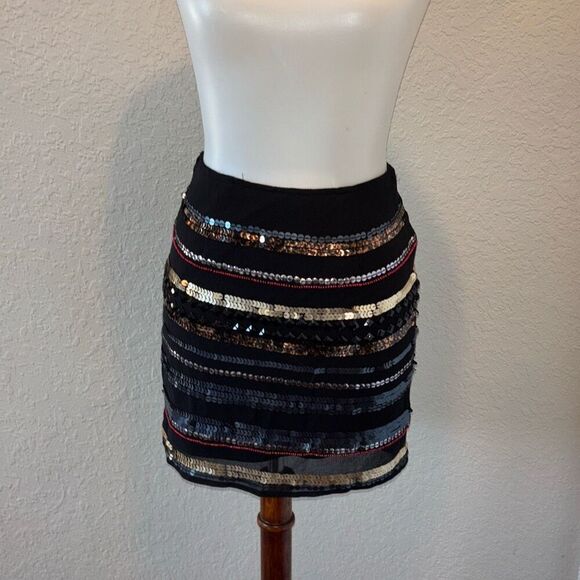Rock & Republic sequin/beaded black mini skirt XS/2 - Picture 3 of 9